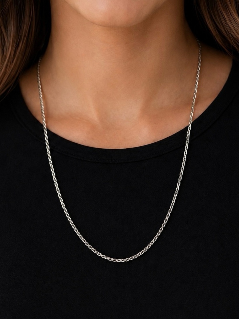 Estate Sterling Silver Diamond Cut Rope Chain Necklace 23.5 Inches 5.6 Grams 2MM